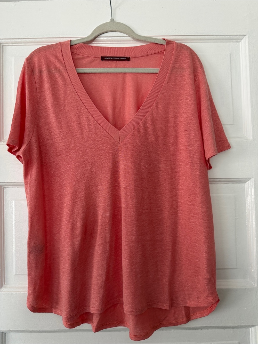Coral V-Neck Short Sleeve Tee